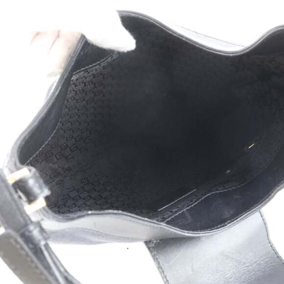 Gucci 001 4129 Leather Canvas Shoulder Bag Tote Handbag Black Women's - Picture 7 of 9